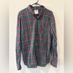 Levi Strauss & Co Green & Red with Yellow Long Sleeve Button Up